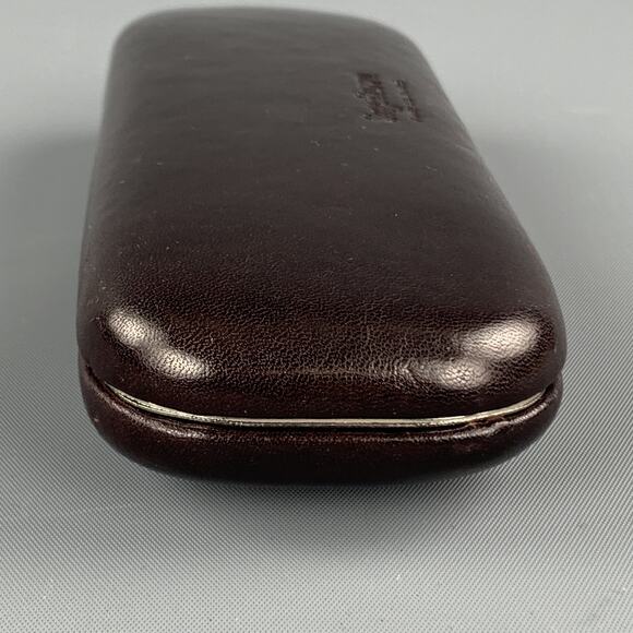 SAGEBROWN Dark Brown Leather Logo Embossed Eyewear Case - Picture 5 of 7